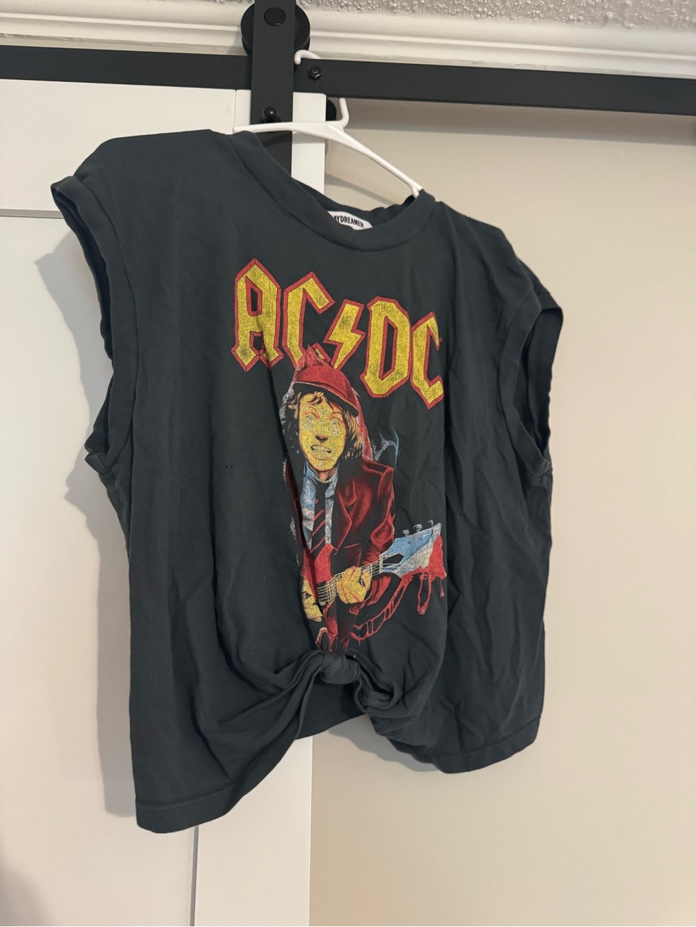 Daydreamer Black AC/DC Graphic Crop Tee